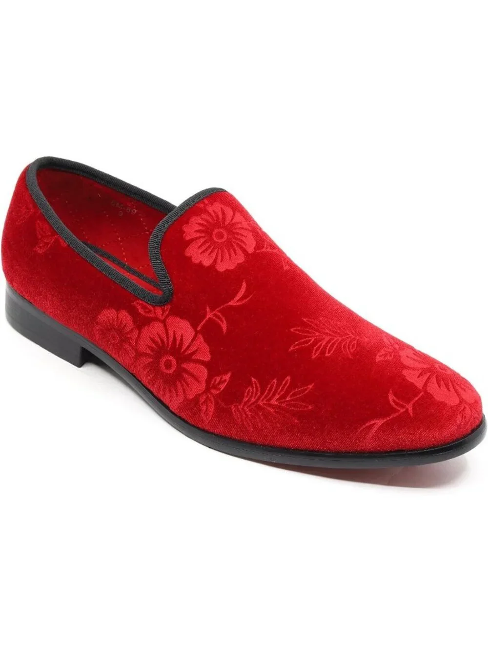 Metrocharm Men's Red Floral Loafers Penny Slip On Tuxedo Fashion Shoes